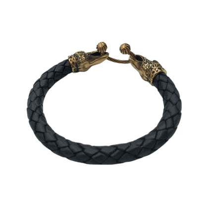Norse raven leather bracelet