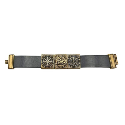 Viking rune leather bracelet
