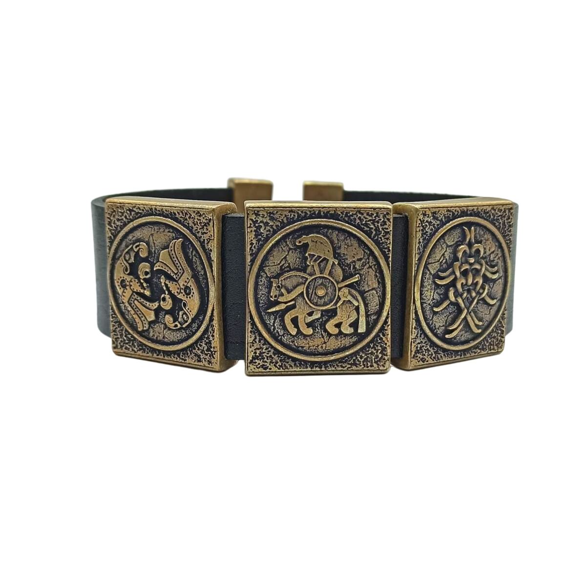 Odin leather wrist cuff bracelet 16 cm | 6.3 inch Bronze with patina 