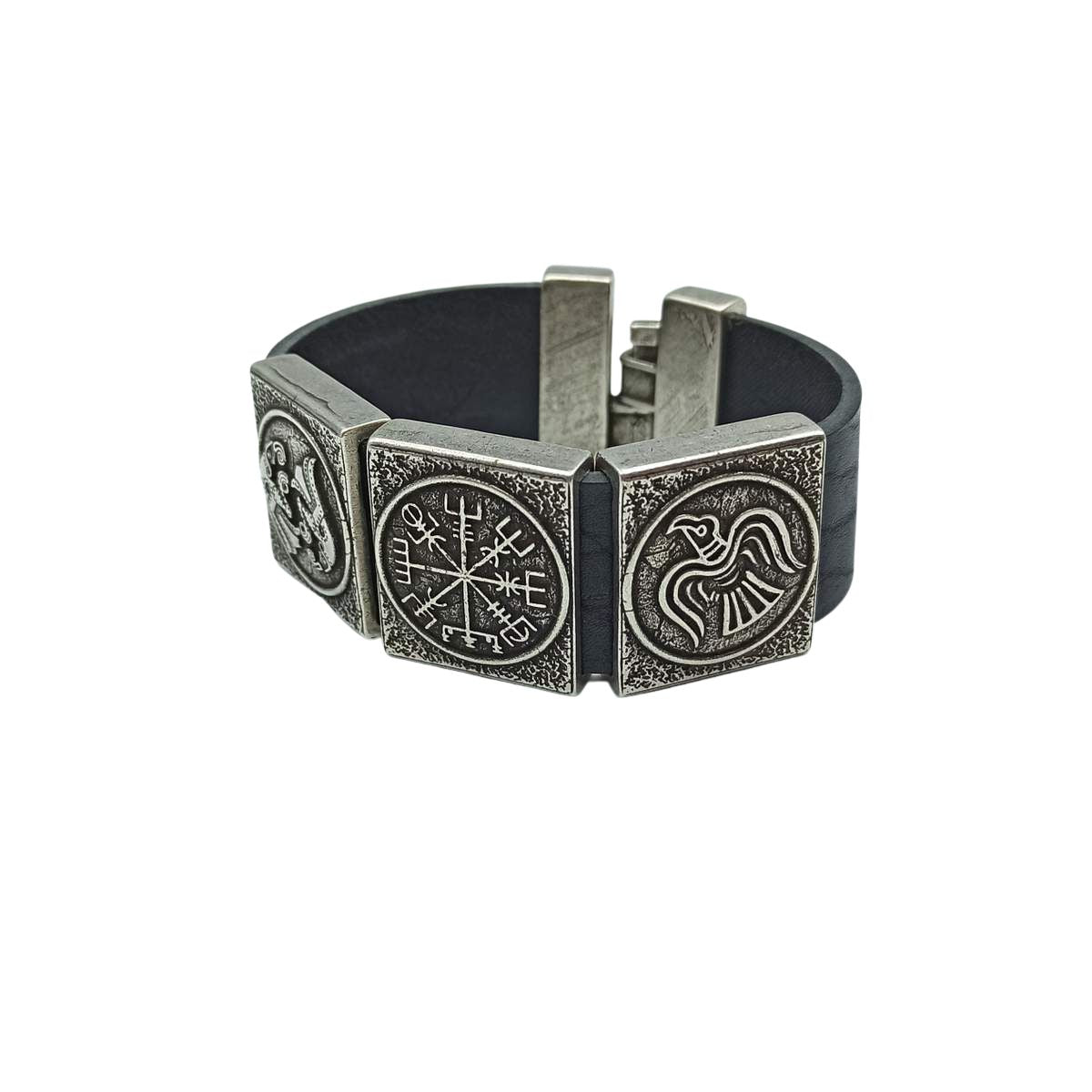 Viking compass leather bracelet   
