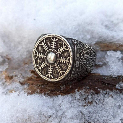 Viking shield Aegishjalmur bronze ring