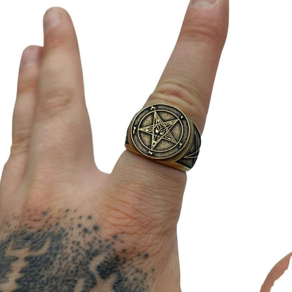 Baphomet sigil ring from bronze
