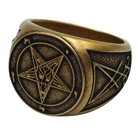 Baphomet sigil ring 6 US Bronze with patina