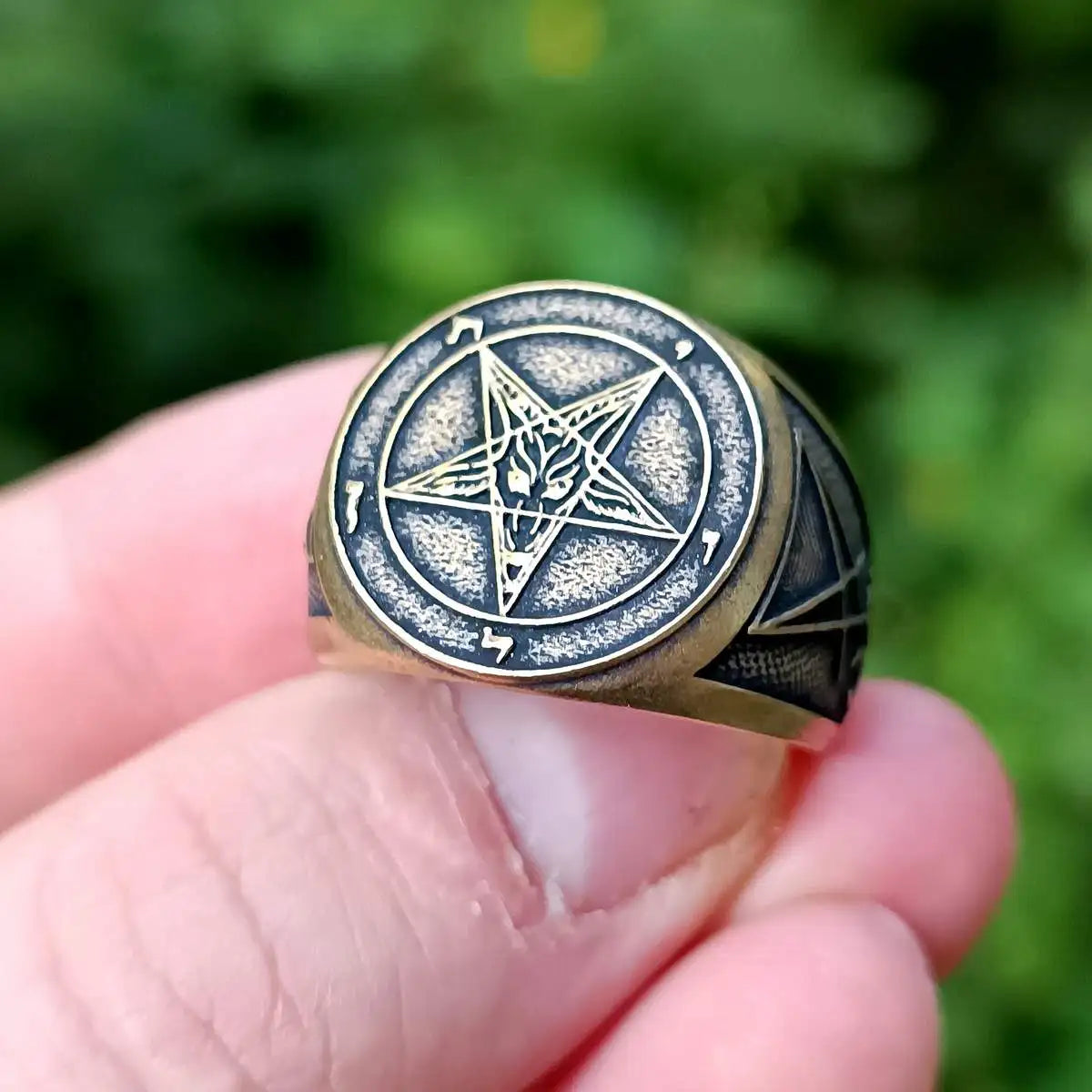 Baphomet sigil bague d mon goth occulte bijoux sataniques