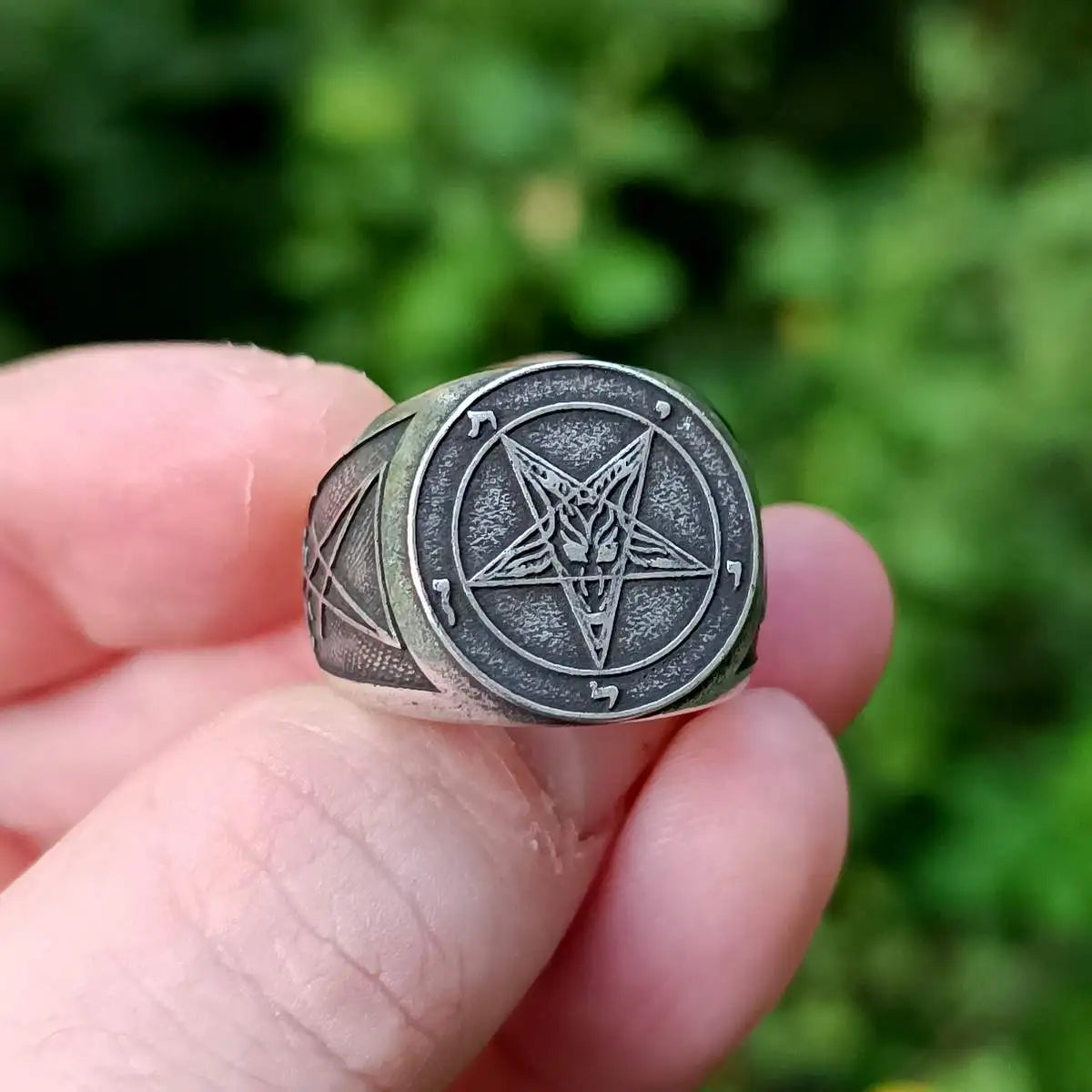 Baphomet sigil bague d mon goth occulte bijoux sataniques