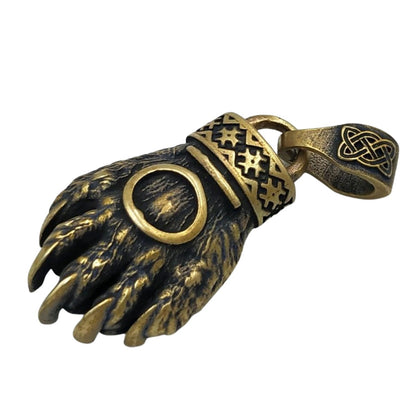 Bear paw bronze pendant Slavic jewelry