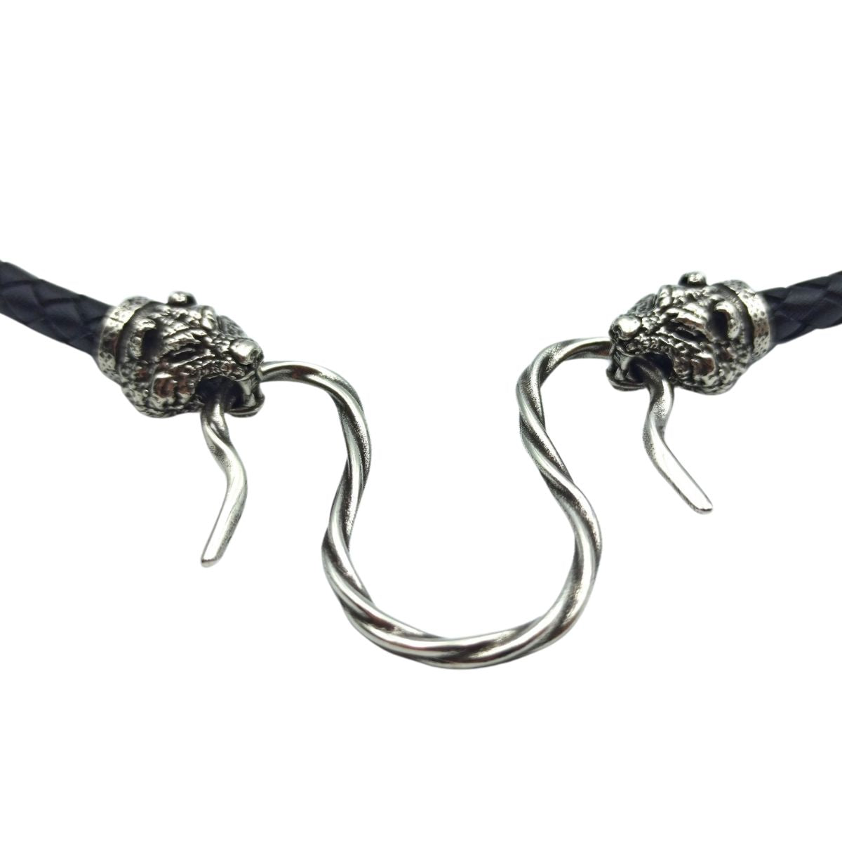 Bear head leather necklace | Silver clasps   