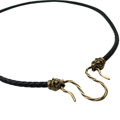 Bear leather necklace with Bronze clasps