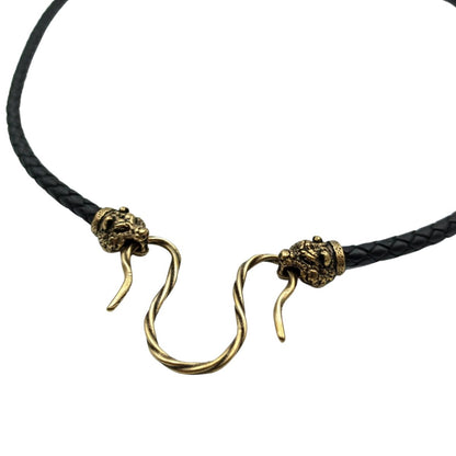 Bear leather necklace with Bronze clasps