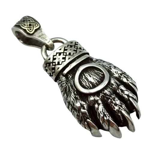 Slavic Bear paw silver pendant   