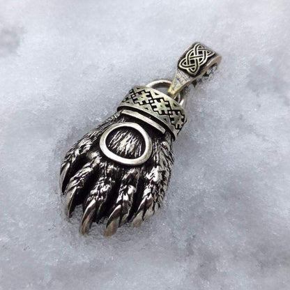 Slavic Bear paw silver pendant
