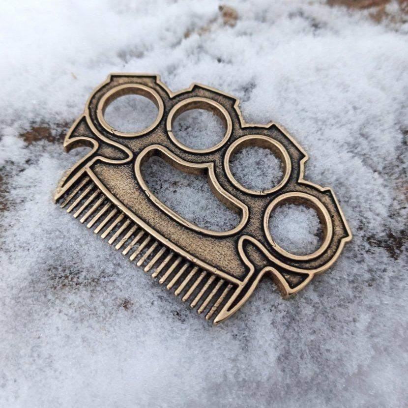 Brass knuckles beard comb