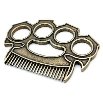 Brass knuckles beard comb