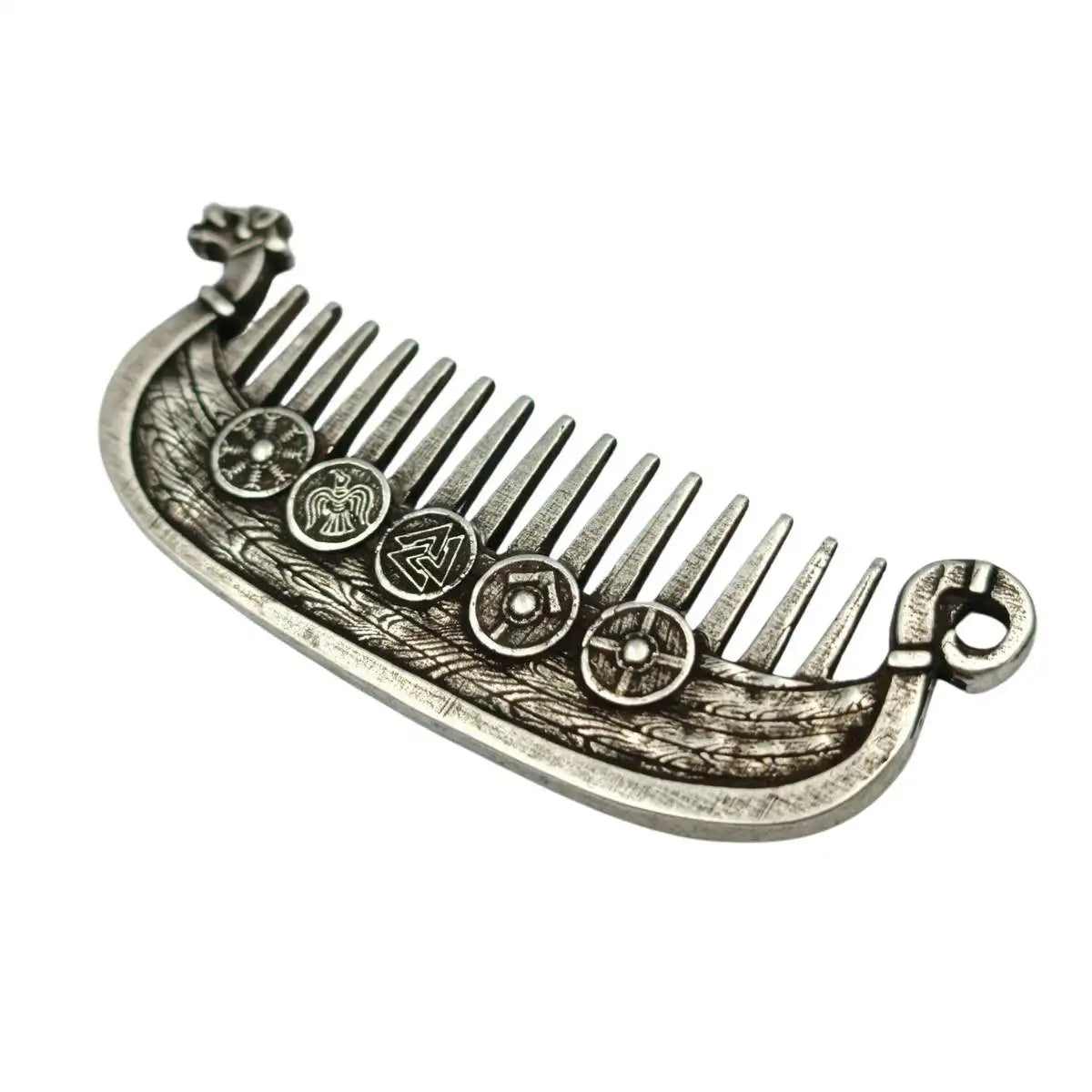 Drakkar beard Viking comb Silver plated bronze  