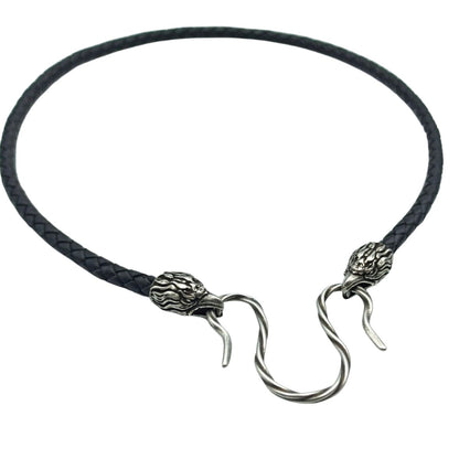 Eagle leather necklace with Silver clasps