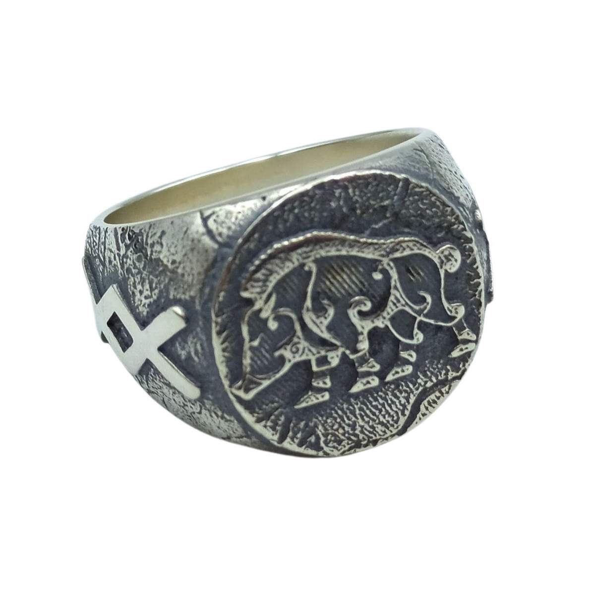 Freyr Boar silver signet ring   
