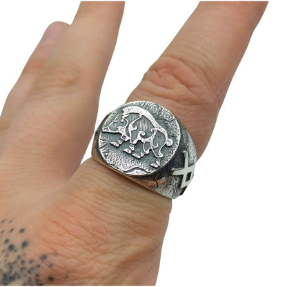 Freyr Boar silver signet ring
