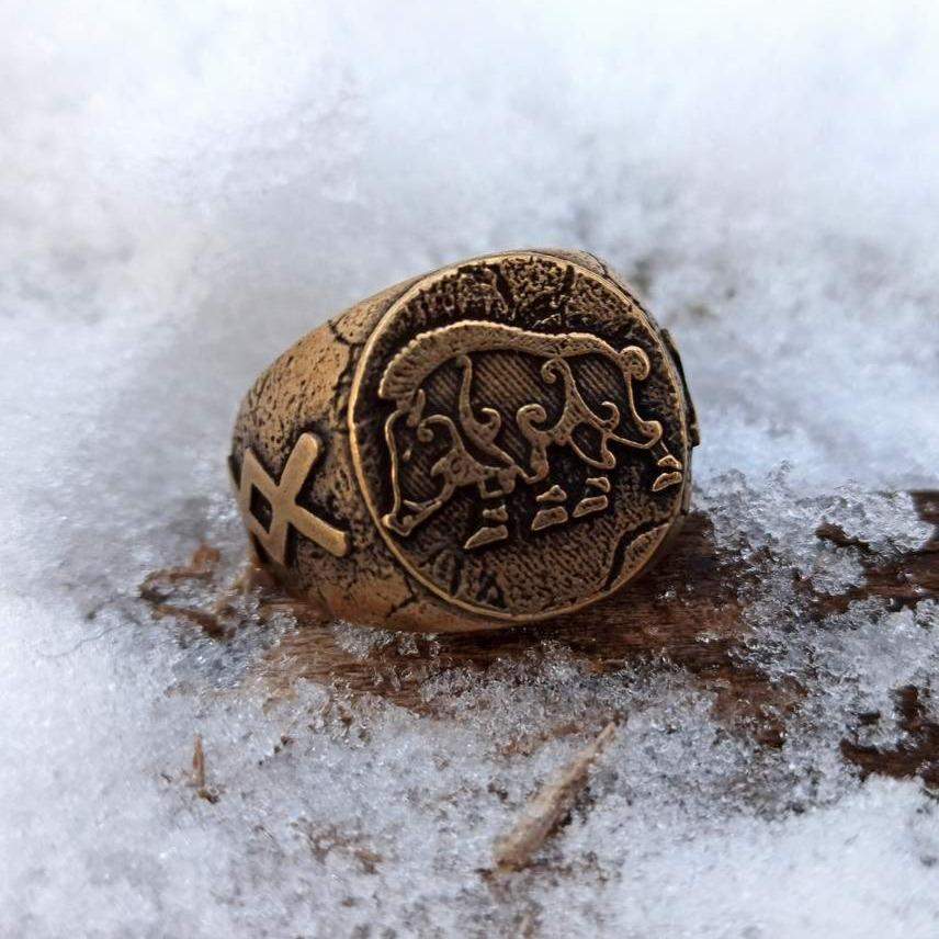Freyr Boar ring from bronze   