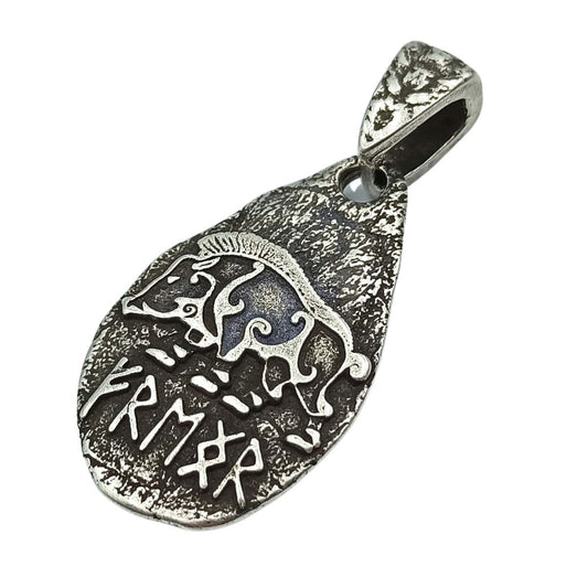 Freyr boar silver plated pendant