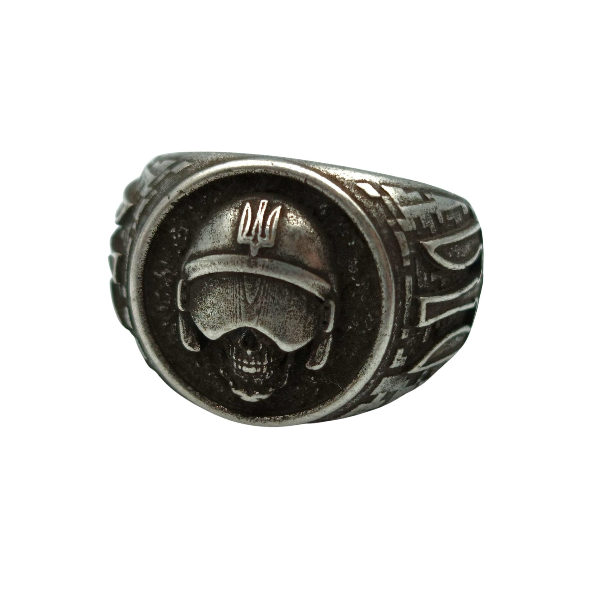 The Ghost of Kyiv signet ring from bronze 6 US Silver plating 