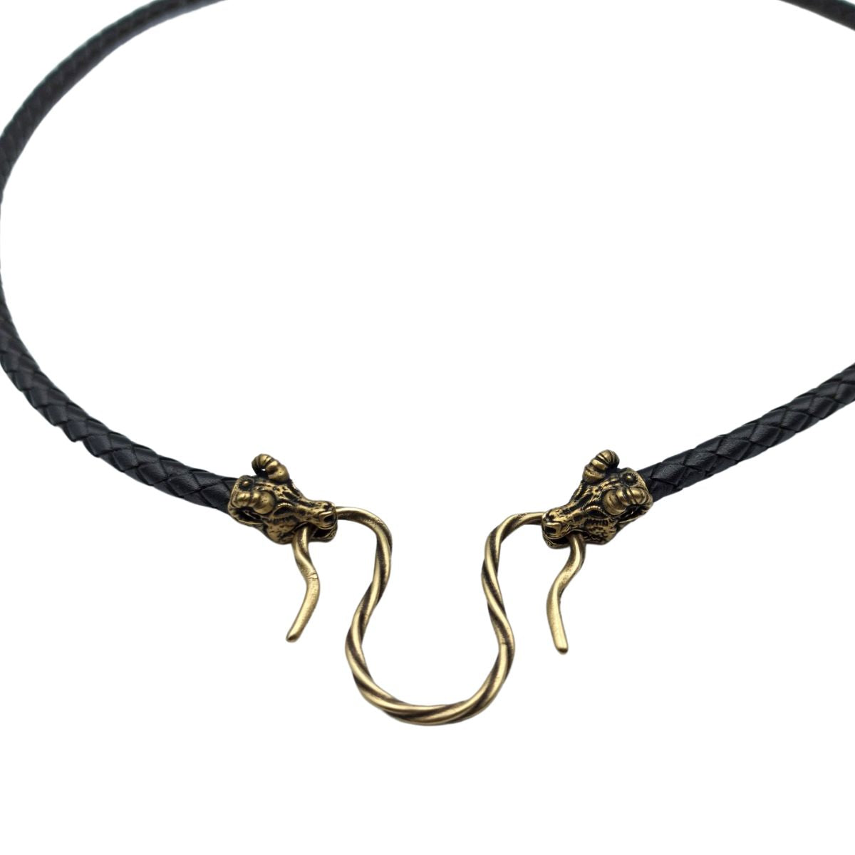Norse goat leather necklace with Bronze clasps 45 cm | 17 inch  