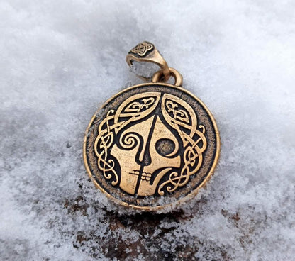Hel goddess bronze pendant