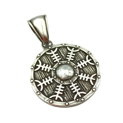 Helm of Awe on Viking shield silver plated pendant
