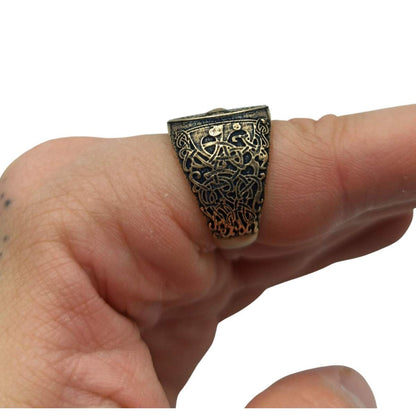 Viking shield Aegishjalmur bronze ring