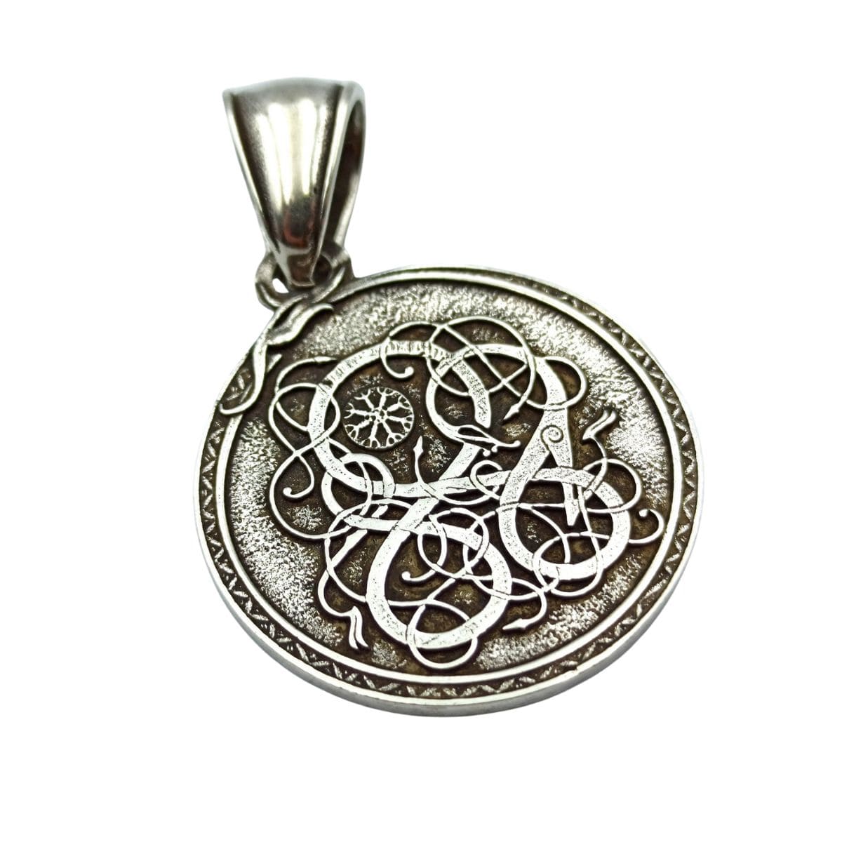Aegishjalmur with serpent silver pendant   