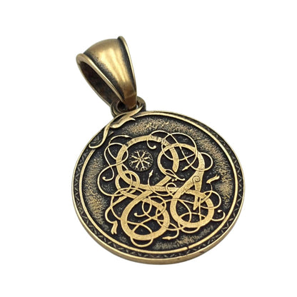 Aegishjalmur bronze pendant with serpent