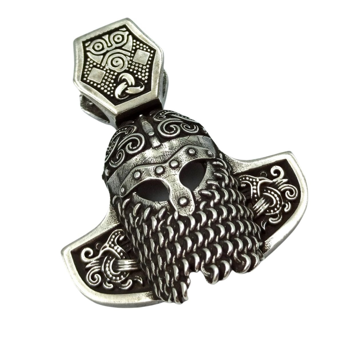 Viking helmet silver pendant