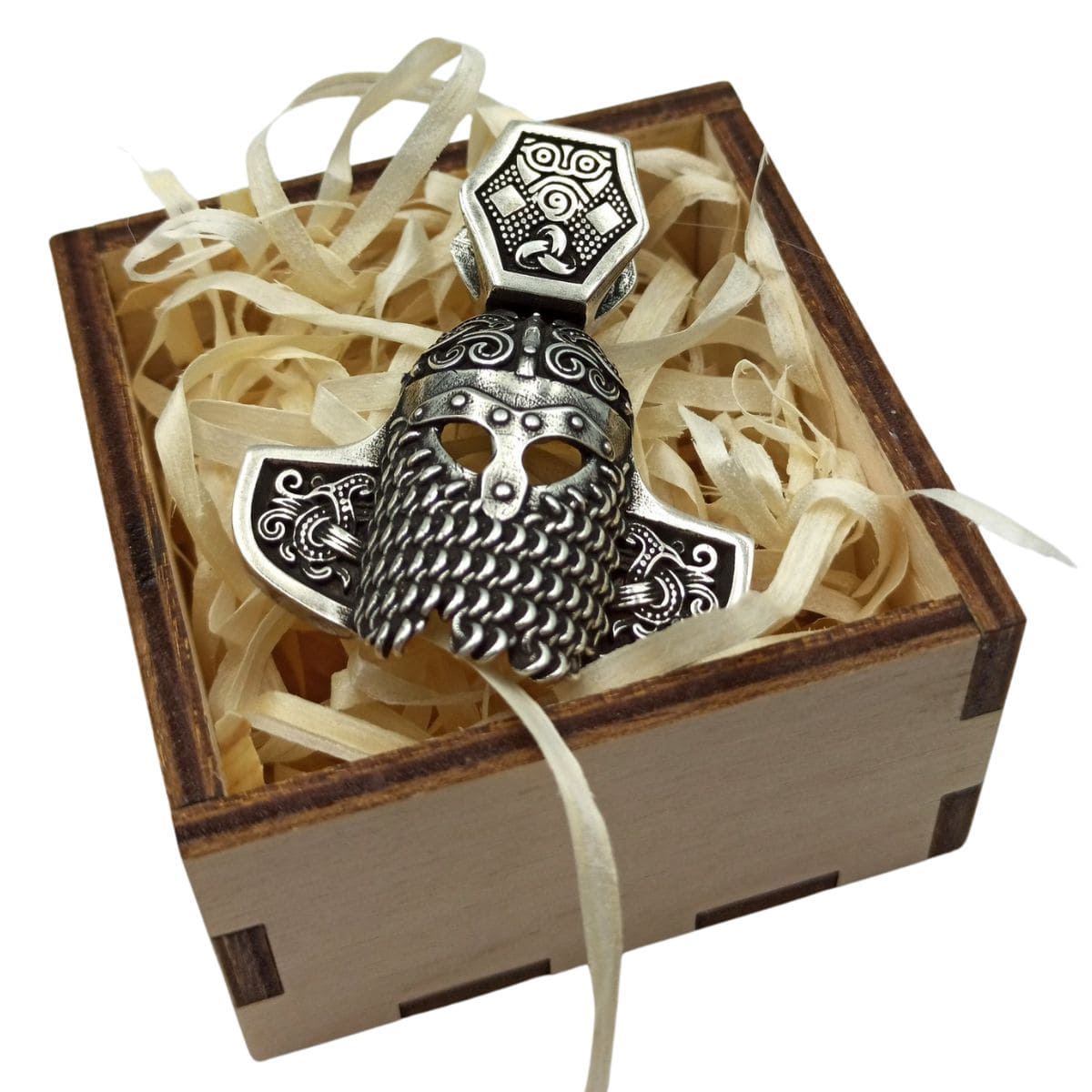 Viking helmet silver pendant   