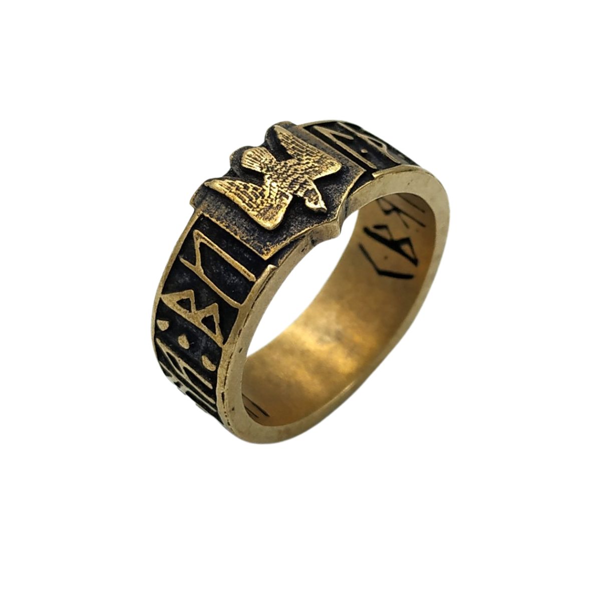 Slavic ethnic mens bronze ring “іду на Ви”