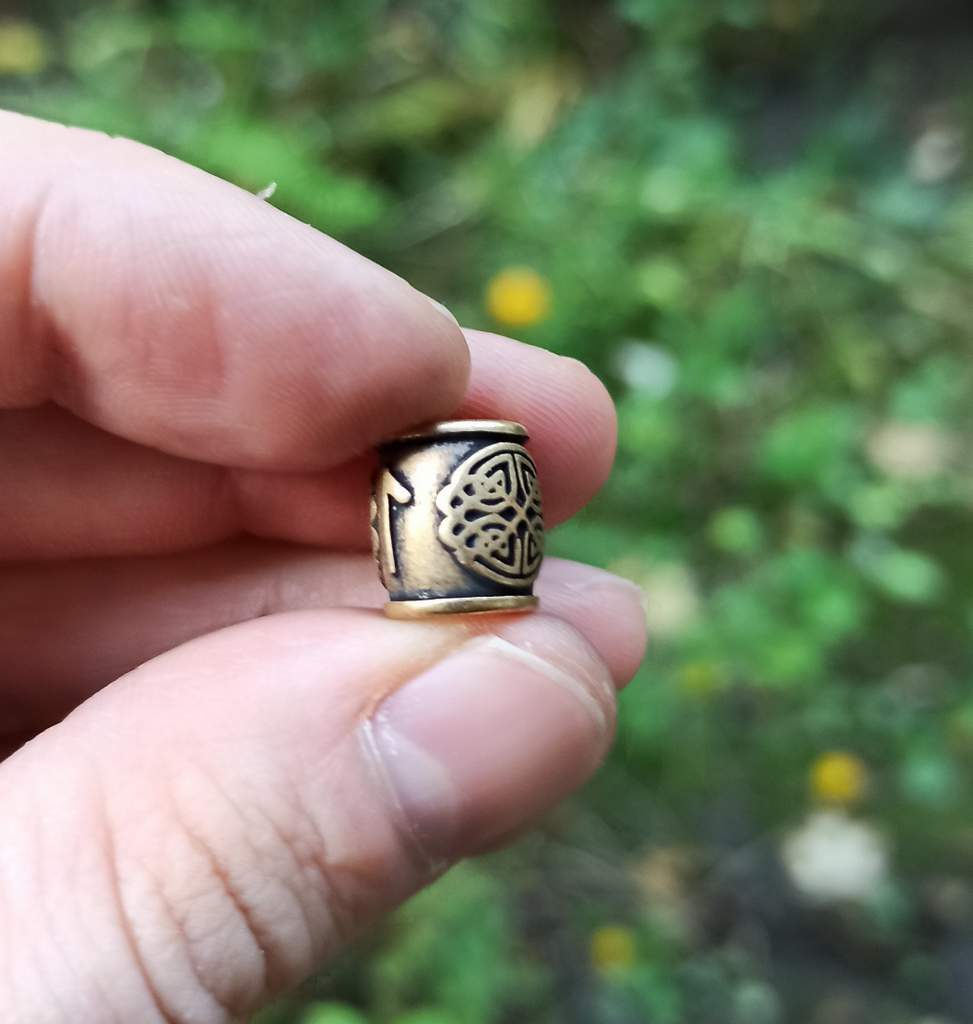 Laguz rune bronze bead