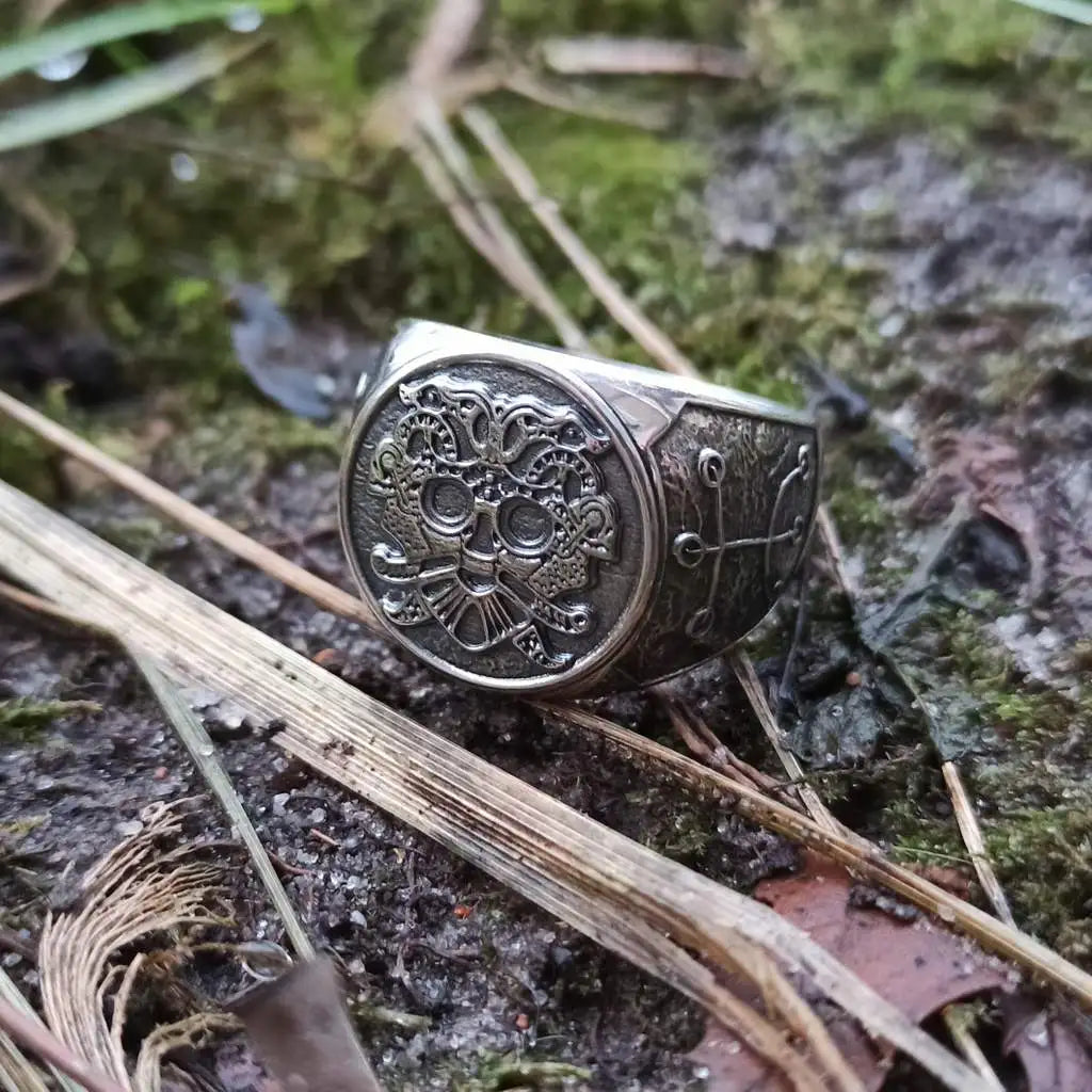 Helm of Awe Ring Loki Mask Ring Aegishjalmur Ring Viking Ring Mammen Style Sterling Silver Norse 2024 Viking Jewelry (based on Cammin Casket)