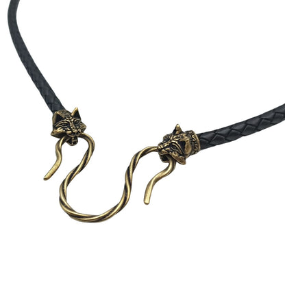 Lynx cat leather necklace