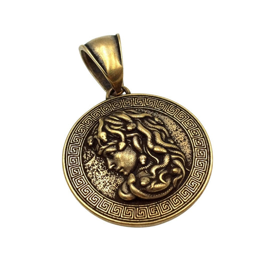 Medusa Gorgon bronze pendant