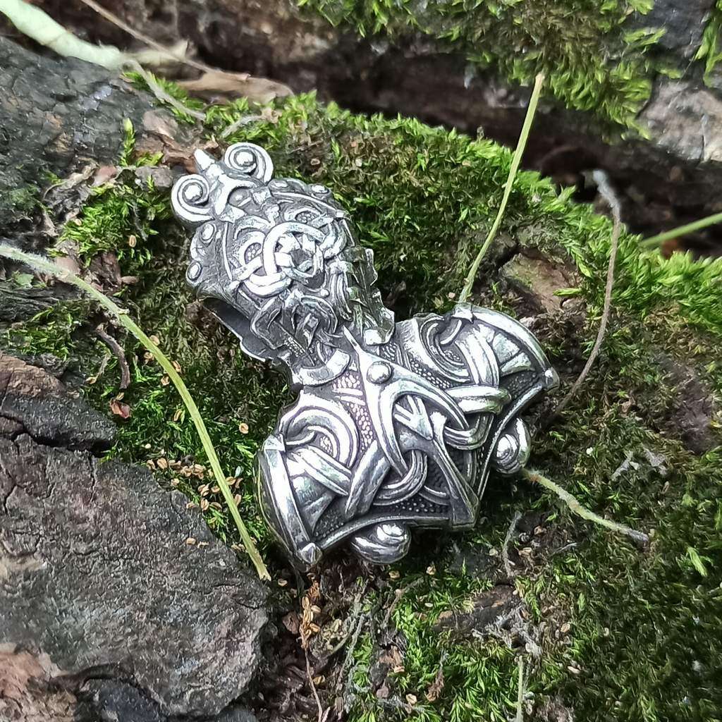 Mjolnir Hammer silver pendant   