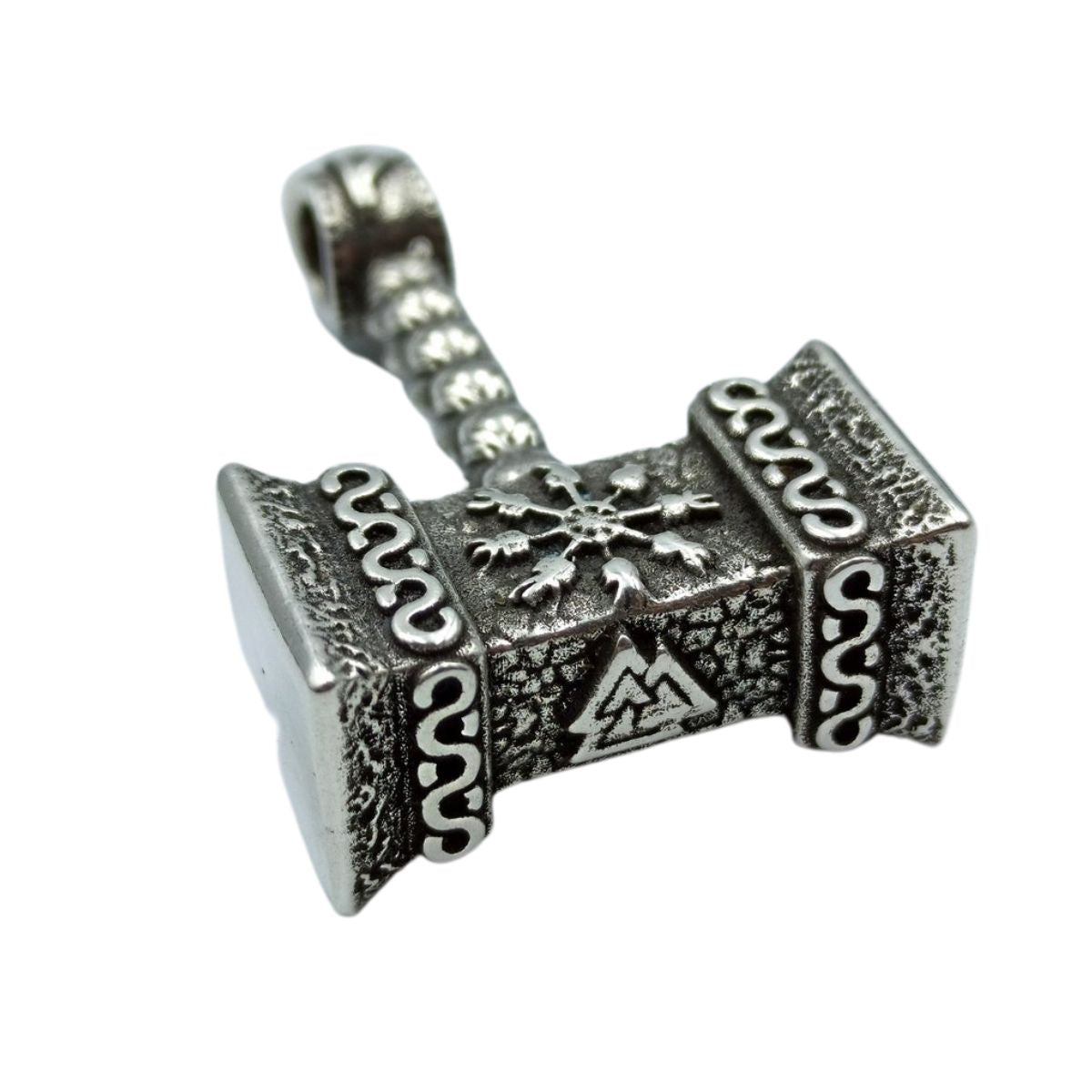 Mjolnir with runes silver pendant