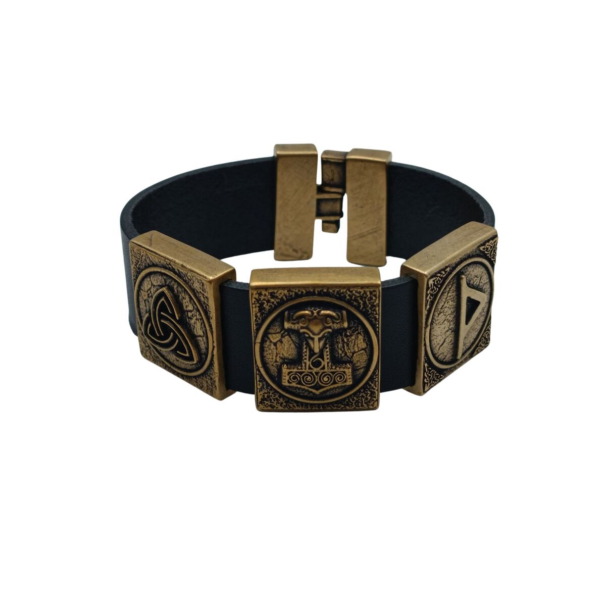 Viking Mjolnir bracelet leather wristband 16 cm | 6.3 inch  