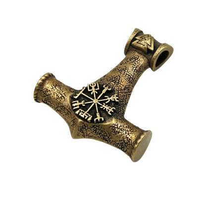 Bronze Mjolnir pendant with runes
