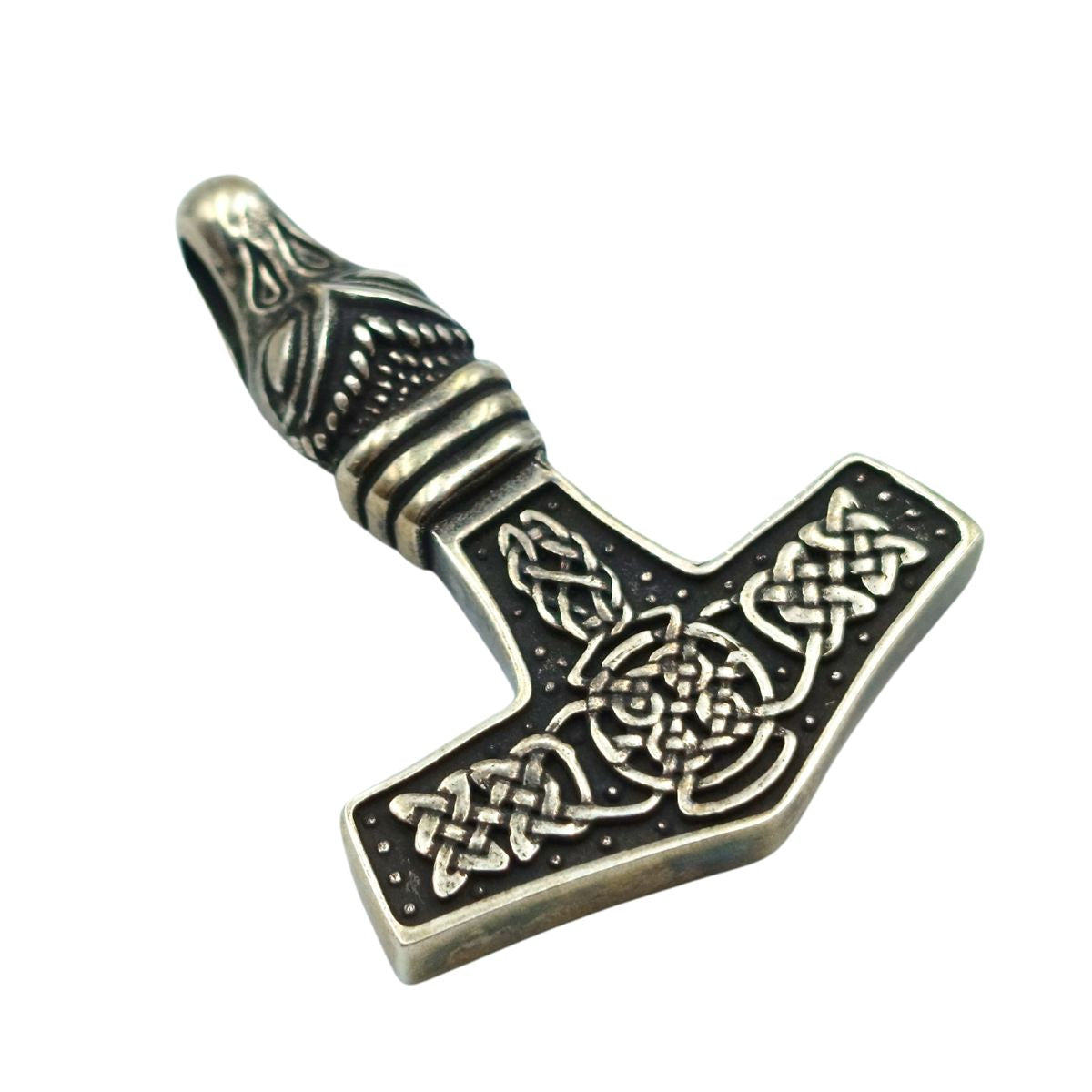 Mjolnir with Dragon silver pendant
