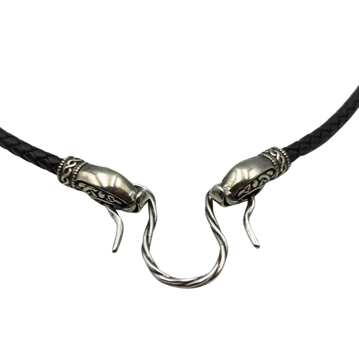 Norse dragons leather necklace with Silver clasps
