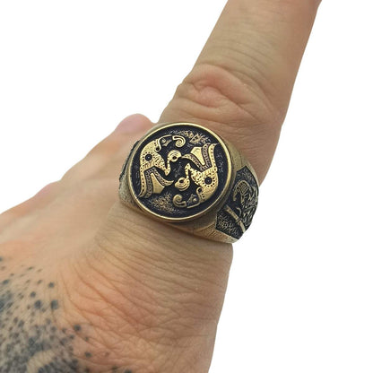 Norse ravens bronze ring