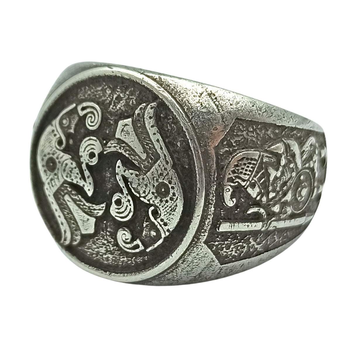 Norse ravens bronze ring 6 US Silver plating 