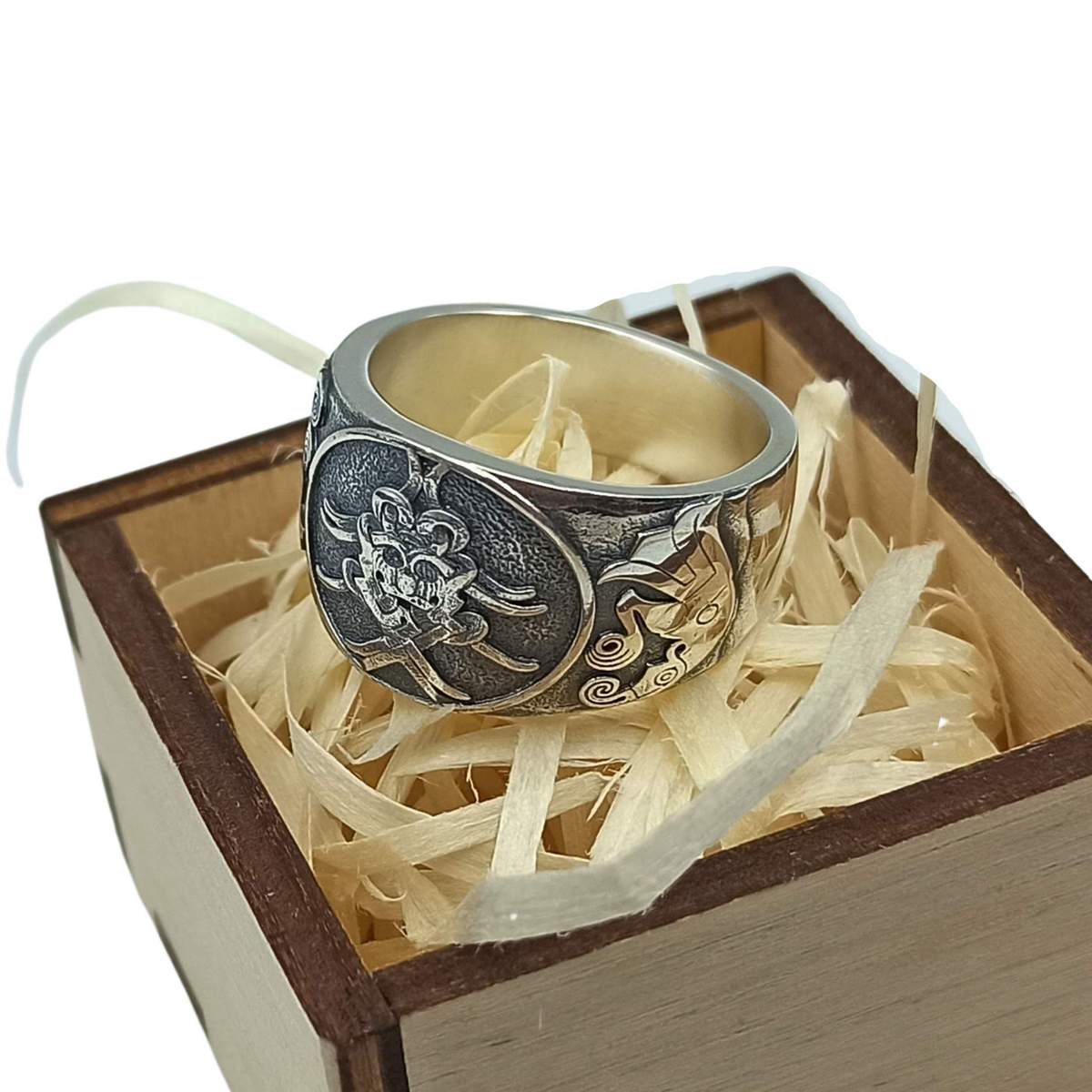Mask of Odin norse silver ring   