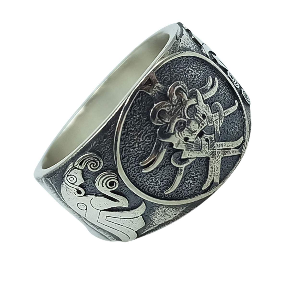 Mask of Odin norse silver ring   