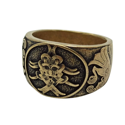 Mask of Odin norse bronze ring