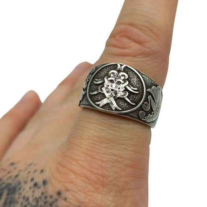 Mask of Odin norse bronze ring   