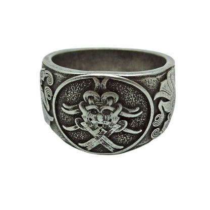 Mask of Odin norse bronze ring 6 US Silver plating 